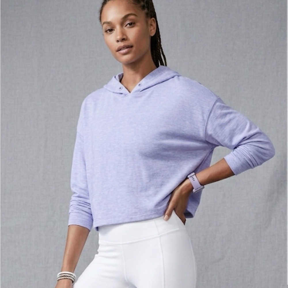 Athleta Lightweight Cropped Pullover Heather Lavender Very Soft Size XX-Small